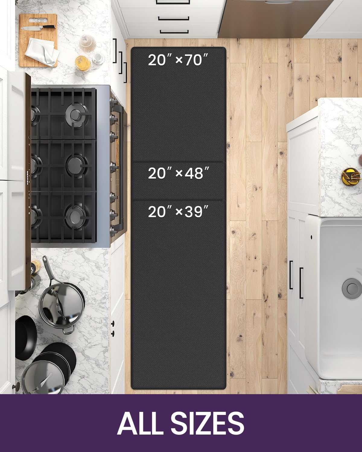 Dexi Kitchen Mat Cushioned Anti Fatigue, Non Slip Waterproof Comfort Standing Floor Rug For Kitchen, Office, Sink, Laundry, 39X2